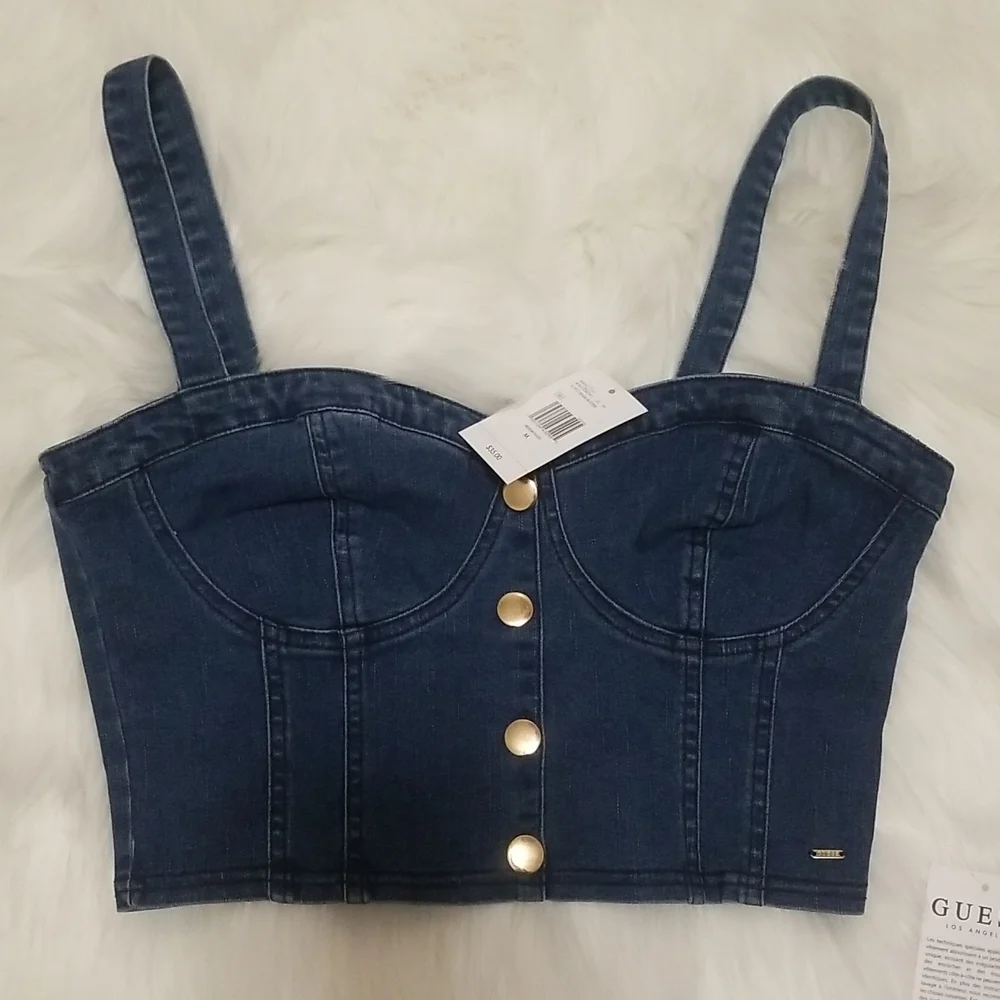 Nwt Guess denim bustier - Picture 2 of 9